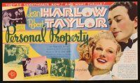 8m235 PERSONAL PROPERTY herald '37 sexy Jean Harlow calls handsome butler Robert Taylor her own!