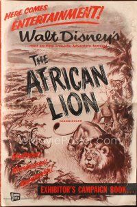 8m514 AFRICAN LION pressbook '55 Walt Disney jungle safari documentary, cool artwork!