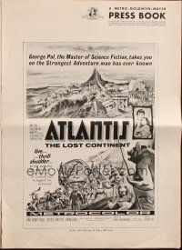8m529 ATLANTIS THE LOST CONTINENT pressbook '61 George Pal underwater sci-fi, cool fantasy art!