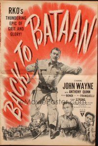 8m531 BACK TO BATAAN pressbook '45 John Wayne & Anthony Quinn in World War II!