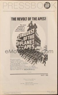 8m583 CONQUEST OF THE PLANET OF THE APES pressbook '72 Roddy McDowall, the revolt of the apes!