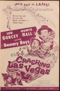 8m589 CRASHING LAS VEGAS pressbook '56 Huntz Hall & the Bowery Boys gambling w/sexy Mary Castle!