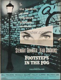 8m634 FOOTSTEPS IN THE FOG pressbook '55 was Stewart Granger there to kiss or kill Jean Simmons!