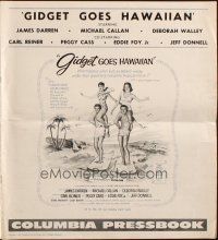 8m653 GIDGET GOES HAWAIIAN pressbook '61 Deborah Walley, James Darren, great surfing art!