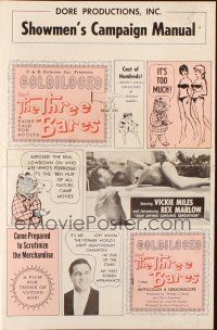 8m662 GOLDILOCKS & THE 3 BARES pressbook '63 Herschell Gordon Lewis, filled with sexy images!