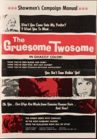 8m670 GRUESOME TWOSOME pressbook '67 Herschell G. Lewis, the screen seeps with carnage!