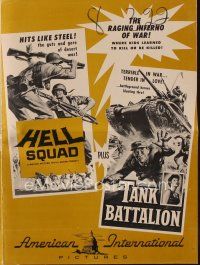 8m685 HELL SQUAD/TANK BATTALION pressbook '58 Korean War & Vietnam War double-bill!