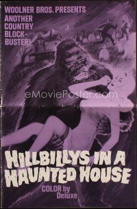 8m690 HILLBILLYS IN A HAUNTED HOUSE pressbook '67 country music, art of wacky ape carrying sexy girl