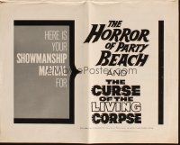 8m694 HORROR OF PARTY BEACH/CURSE OF THE LIVING CORPSE pressbook '64 horror double-bill!