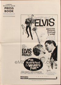 8m716 IT HAPPENED AT THE WORLD'S FAIR pressbook '63 Elvis swings higher than the Space Needle!