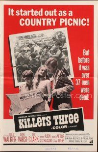 8m723 KILLERS THREE pressbook '68 Robert Walker, Diane Varsi, AIP, country picnic gone bad!