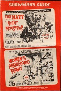 8m796 NAVY VS NIGHT MONSTERS/WOMEN OF PREHISTORIC PLANET pressbook '66 horror/sci-fi double-bill!
