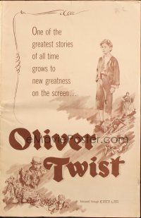 8m803 OLIVER TWIST pressbook '51 Robert Newton as Bill Sykes, directed by David Lean, cool art!