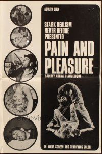 8m810 PAIN & PLEASURE pressbook '67 stark realism never before presented, violent & sexy images!