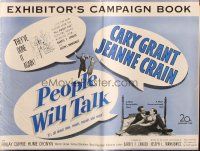 8m816 PEOPLE WILL TALK pressbook '51 Cary Grant, Jeanne Crain, romantic comedy!