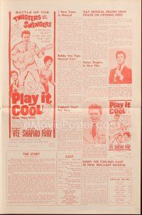 8m827 PLAY IT COOL pressbook '63 Michael Winner directed, great images of rockin' Bobby Vee!