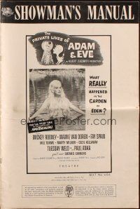8m831 PRIVATE LIVES OF ADAM & EVE pressbook '60 art of sexy Mamie Van Doren & devil Mickey Rooney!