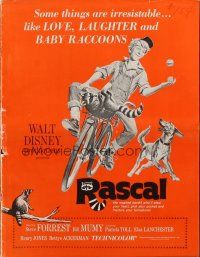 8m837 RASCAL pressbook '69 Walt Disney, Bill Mumy on bike with raccoon & dog!