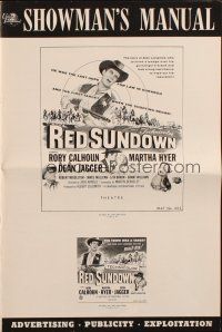 8m840 RED SUNDOWN pressbook '56 great western art of Rory Calhoun, Martha Hyer & Dean Jagger!