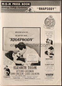 8m842 RHAPSODY pressbook '54 Elizabeth Taylor must possess Vittorio Gassman, heart, body & soul!