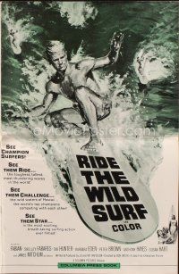 8m844 RIDE THE WILD SURF pressbook '64 ultimate posters for surfers to display on their wall!