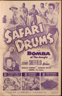 8m856 SAFARI DRUMS pressbook '53 Johnny Sheffield as Bomba the Jungle Boy!