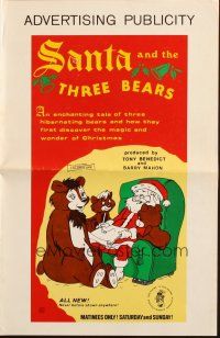 8m859 SANTA & THE THREE BEARS pressbook '70 Christmas cartoon, cool Santa w/bears art!
