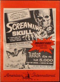 8m869 SCREAMING SKULL/TERROR FROM THE YEAR 5,000 pressbook '58 cool AIP horror double-bill!