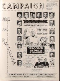 8m873 SECOND FIDDLE TO A STEEL GUITAR pressbook '65 Nashville country music, Don Bevan art!
