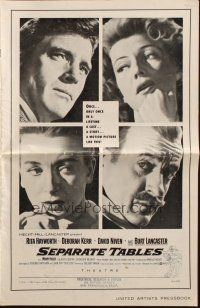 8m875 SEPARATE TABLES pressbook '58 Burt Lancaster desperately & violently craves Rita Hayworth!