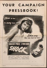 8m884 SHOCK pressbook '45 Vincent Price, Lynn Bari & Anabel Shaw, she was bad for him!