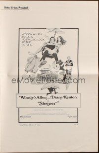 8m894 SLEEPER pressbook '74 Woody Allen, Diane Keaton, wacky sci-fi comedy art by McGinnis!