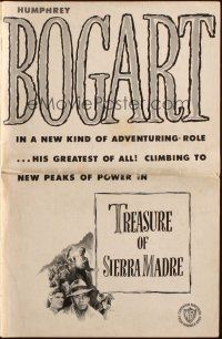 8m957 TREASURE OF THE SIERRA MADRE pressbook '48 Humphrey Bogart, John Huston classic!