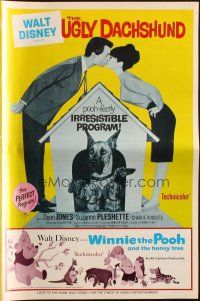 8m967 UGLY DACHSHUND/WINNIE THE POOH & THE HONEY TREE pressbook '66 Walt Disney double-bill!