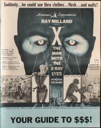 8m994 X: THE MAN WITH THE X-RAY EYES pressbook '63 Ray Milland strips souls & bodies, cool sci-fi!