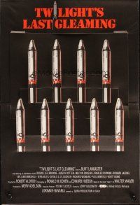 8m344 TWILIGHT'S LAST GLEAMING promo brochure '77 Robert Aldrich, cool die-cut nuclear warheads!