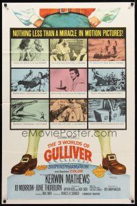 8p008 3 WORLDS OF GULLIVER 1sh '60 Ray Harryhausen fantasy classic, nothing less than a miracle!