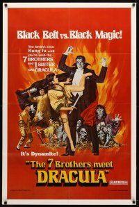 8p013 7 BROTHERS MEET DRACULA 1sh '79 The Legend of the 7 Golden Vampires, different art!