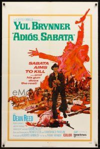 8p018 ADIOS SABATA 1sh '71 Yul Brynner aims to kill, and his gun does the rest, cool art!