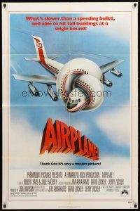 8p026 AIRPLANE 1sh '80 classic zany parody by Jim Abrahams and David & Jerry Zucker!
