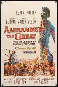 8p029 ALEXANDER THE GREAT 1sh '56 Richard Burton, Frederic March, cool battle artwork!