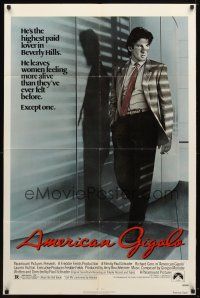 8p040 AMERICAN GIGOLO 1sh '80 handsomest male prostitute Richard Gere is being framed for murder!