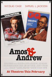 8p046 AMOS & ANDREW advance DS 1sh '93 wanted Nicolas Cage & GQ Samuel L Jackson!