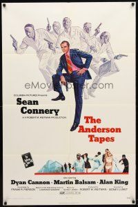 8p047 ANDERSON TAPES 1sh '71 art of Sean Connery & gang of masked robbers, Sidney Lumet