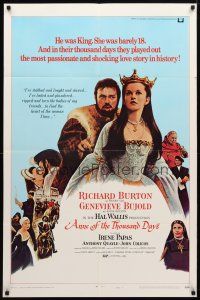 8p051 ANNE OF THE THOUSAND DAYS style D 1sh '70 King Richard Burton & Genevieve Bujold!
