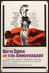 8p052 ANNIVERSARY 1sh '67 Bette Davis with funky eyepatch in English horror!