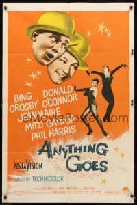 8p055 ANYTHING GOES 1sh '56 Bing Crosby, Donald O'Connor, Jeanmaire, music by Cole Porter!