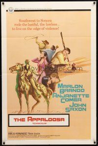 8p057 APPALOOSA 1sh '66 Marlon Brando rode the lustful & lawless to live on the edge of violence!