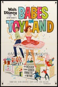 8p063 BABES IN TOYLAND 1sh '61 Walt Disney, Ray Bolger, Tommy Sanders, Annette Funicello!