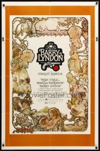 8p071 BARRY LYNDON 1sh '75 Stanley Kubrick, Ryan O'Neal, great colorful art of cast!